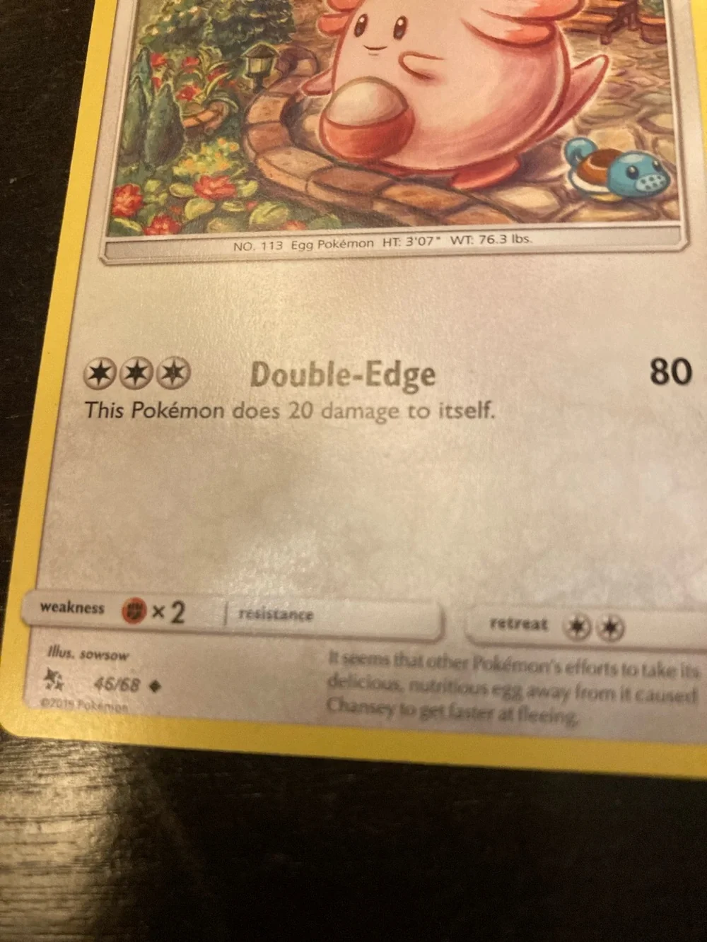 Pokemon Chansey Trading Card - Pink & Yellow